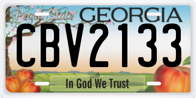 GA license plate CBV2133
