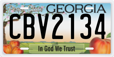 GA license plate CBV2134