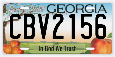 GA license plate CBV2156