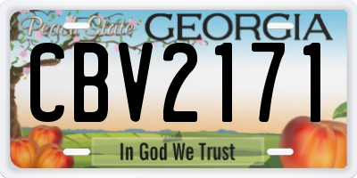 GA license plate CBV2171