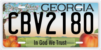 GA license plate CBV2180