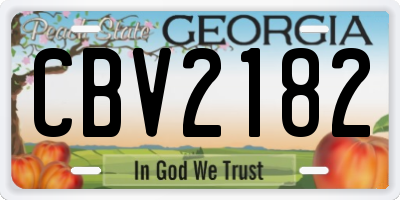 GA license plate CBV2182