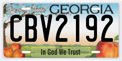 GA license plate CBV2192