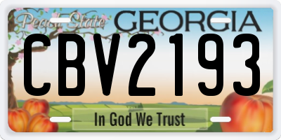GA license plate CBV2193