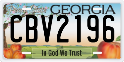 GA license plate CBV2196