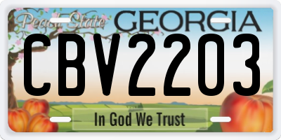 GA license plate CBV2203