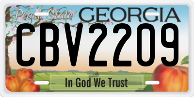 GA license plate CBV2209