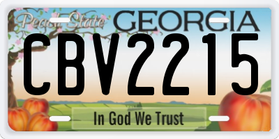 GA license plate CBV2215