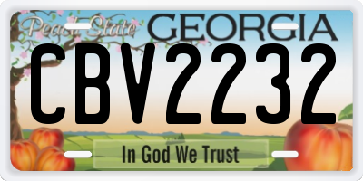GA license plate CBV2232