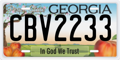 GA license plate CBV2233