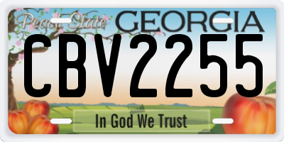 GA license plate CBV2255