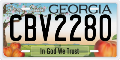 GA license plate CBV2280