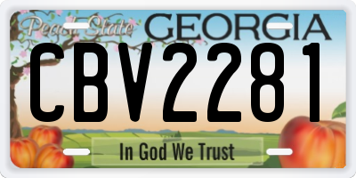 GA license plate CBV2281