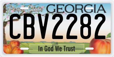 GA license plate CBV2282