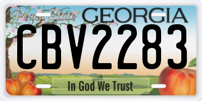 GA license plate CBV2283