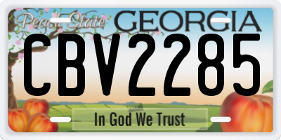 GA license plate CBV2285
