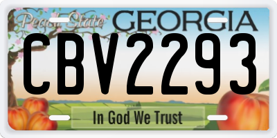 GA license plate CBV2293