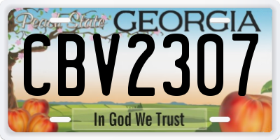 GA license plate CBV2307
