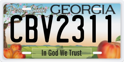 GA license plate CBV2311