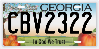 GA license plate CBV2322