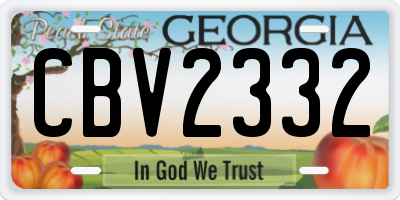 GA license plate CBV2332
