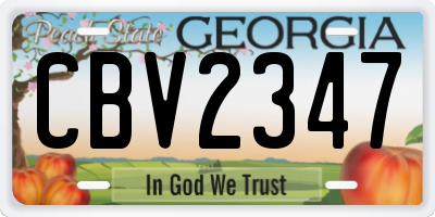 GA license plate CBV2347