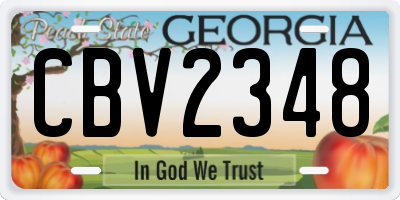 GA license plate CBV2348