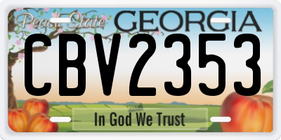 GA license plate CBV2353