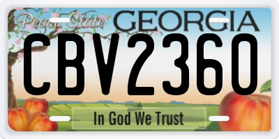 GA license plate CBV2360