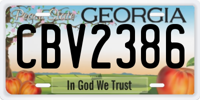 GA license plate CBV2386