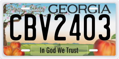 GA license plate CBV2403