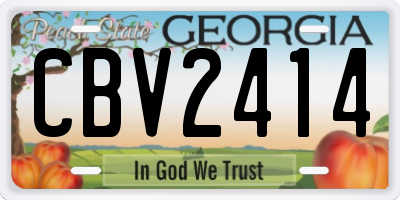 GA license plate CBV2414