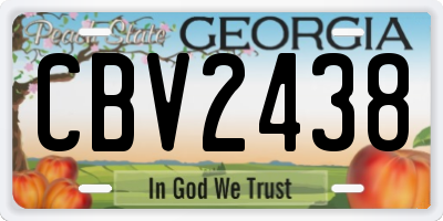 GA license plate CBV2438