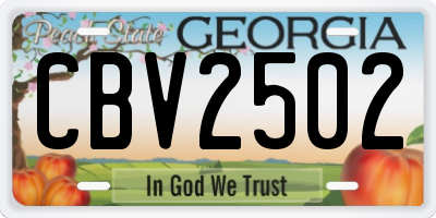 GA license plate CBV2502