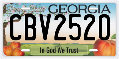 GA license plate CBV2520