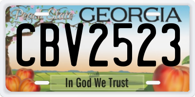 GA license plate CBV2523