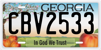 GA license plate CBV2533
