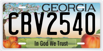 GA license plate CBV2540
