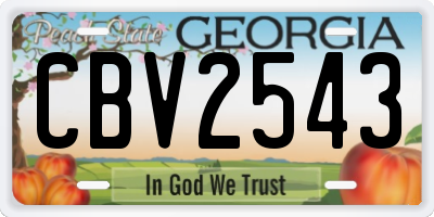 GA license plate CBV2543