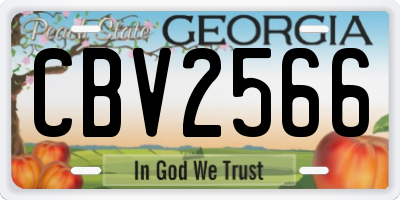 GA license plate CBV2566