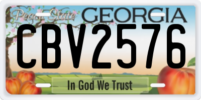 GA license plate CBV2576