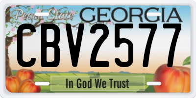 GA license plate CBV2577
