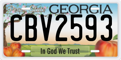 GA license plate CBV2593
