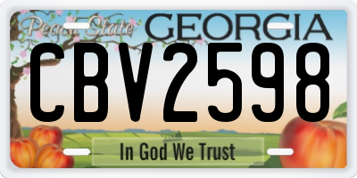 GA license plate CBV2598