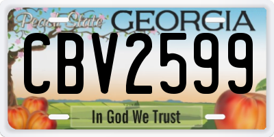 GA license plate CBV2599