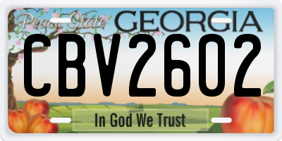 GA license plate CBV2602