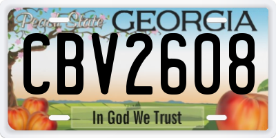 GA license plate CBV2608
