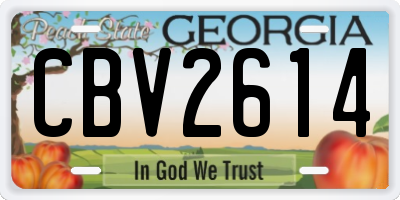 GA license plate CBV2614