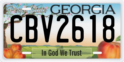 GA license plate CBV2618
