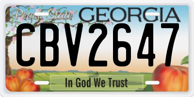 GA license plate CBV2647